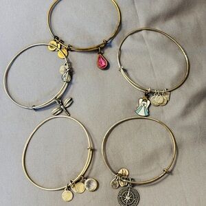 Alex & Ani Set of 5 Bracelets Charms Angel Pink Dragonfly Mother
